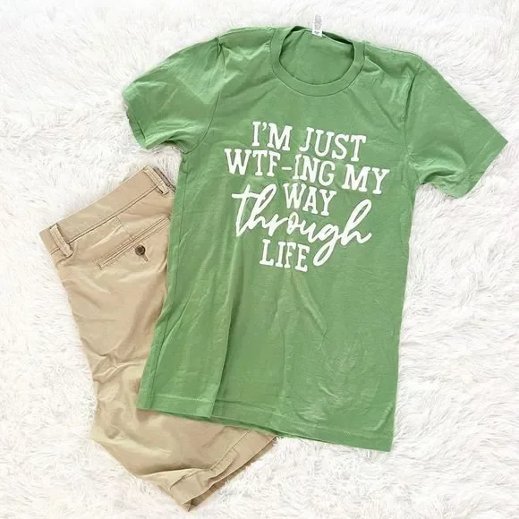 I’m Just WTF-ing My Way Through Life Unisex Graphic Tee, Sz XS - Picture 1 of 6